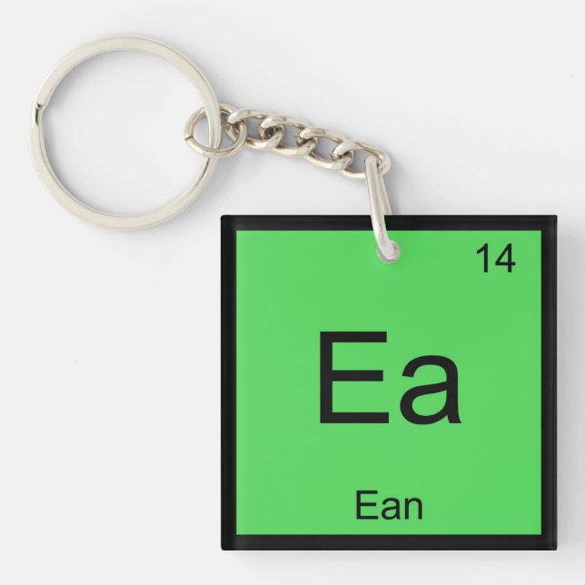 Periodische Tabelle für Ean Name Chemistry Element Schlüsselanhänger (Vorderseite)