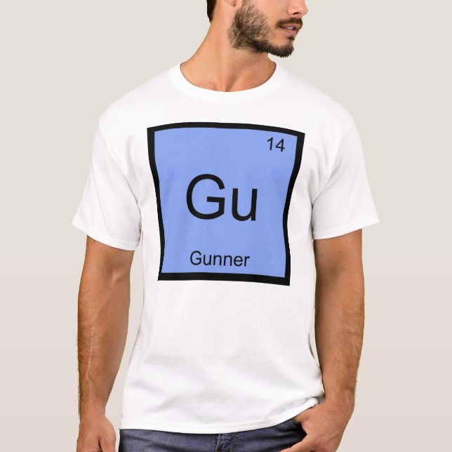 Periodische Tabelle für Gunner Name Chemistry Elem T-Shirt (Vorderseite)
