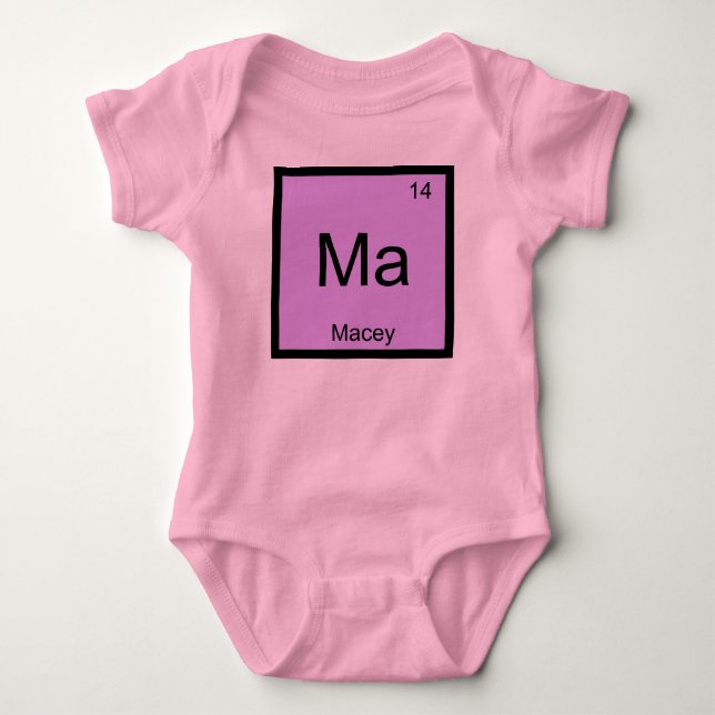 Periodische Tabelle für Macey Name Chemistry Eleme Baby Strampler (Vorderseite)