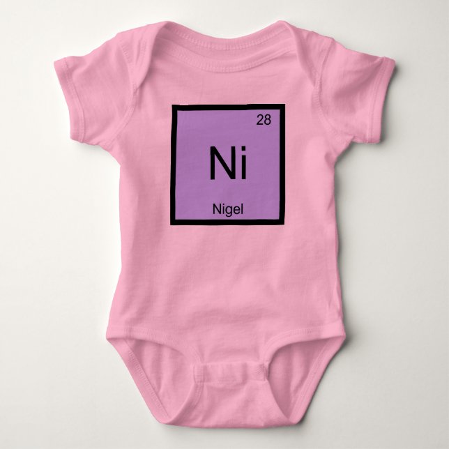 Periodische Tabelle für Nigel Name Chemistry Eleme Baby Strampler (Vorderseite)