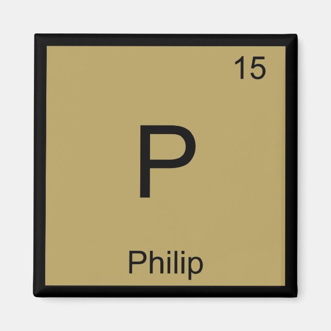 Periodische Tabelle für Philip Name Chemistry Elem Magnet (Vorne)