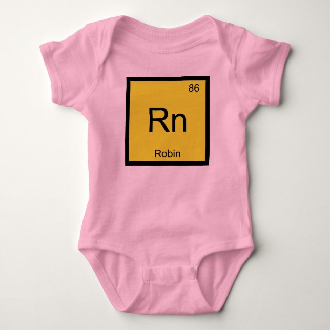 Periodische Tabelle für Robin Name Chemistry Eleme Baby Strampler (Vorderseite)