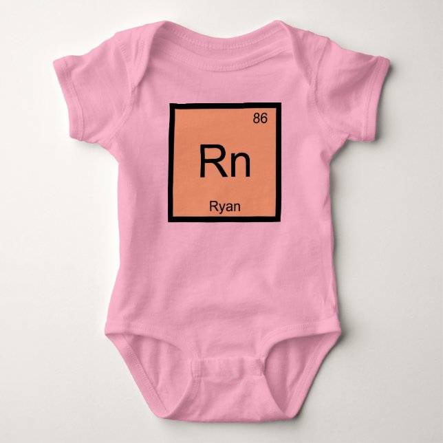 Periodische Tabelle für Ryan Name Chemistry Elemen Baby Strampler (Vorderseite)