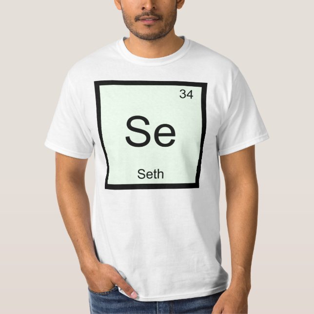 Periodische Tabelle für Seth Name Chemistry Elemen T-Shirt (Vorderseite)