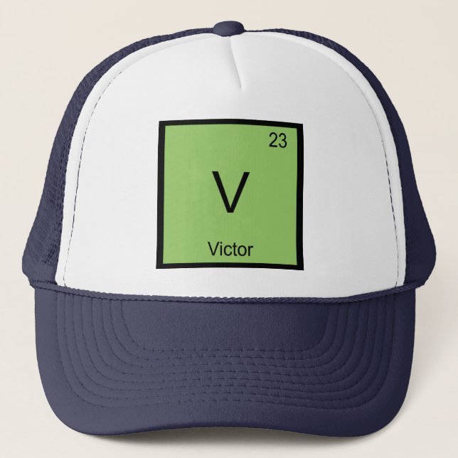 Periodische Tabelle für Victor Name Chemistry Elem Truckerkappe (Vorderseite)
