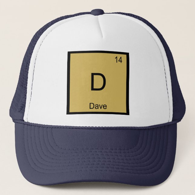 Periodische Tabelle mit dem Dave Name Chemistry El Truckerkappe (Vorderseite)
