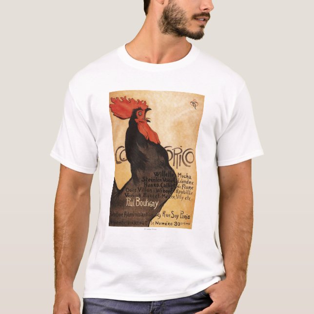Periodischer Cocorico Hahn-förderndes Plakat T-Shirt (Vorderseite)