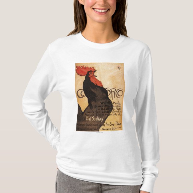 Periodischer Cocorico Hahn-förderndes Plakat T-Shirt (Vorderseite)