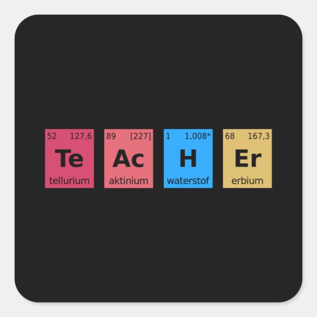 Periodischer Lehrer Quadratischer Aufkleber (Vorderseite)