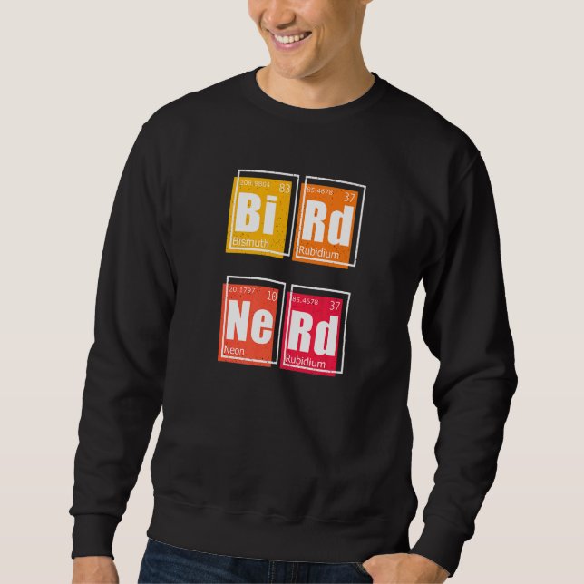 Periodischer NERD der Vogelbeobachtung Elemente im Sweatshirt (Vorderseite)