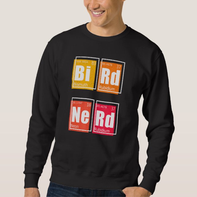 Periodischer NERD der Vogelbeobachtung Elemente im Sweatshirt (Vorderseite)