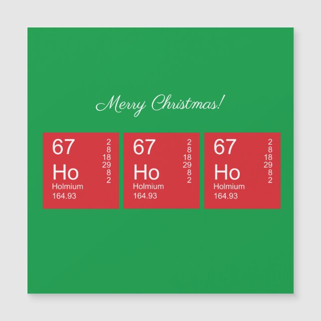 Periodischer Rot- und Grüner Ho Ho Ho-Ho-Tisch Magnetkarte (Vorderseite)