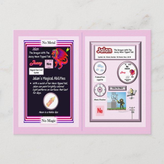 Periodischer Tafeldrache - Neonkarte Postkarte (Vorderseite)