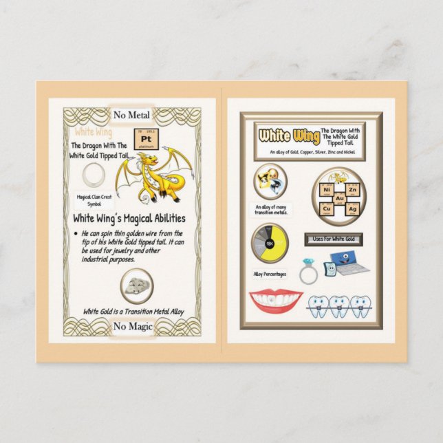 Periodischer Tafeldrache - Weißes Gold Postkarte (Vorderseite)