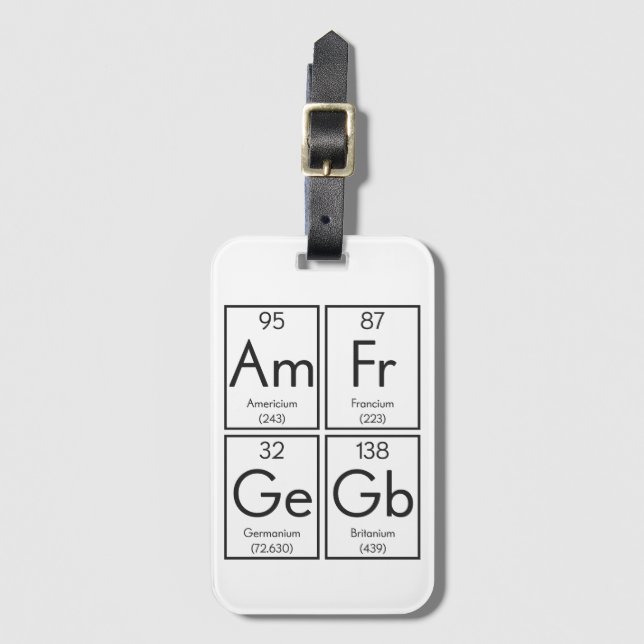 Periodischer Tisch British Element Funny Gepäckanhänger (Vorderseite Vertikal)