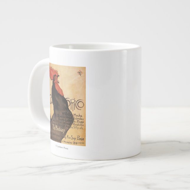 Periodisches Cocorico-Rooster-Werbeposter Jumbo-Tasse (Vorderseite Links)