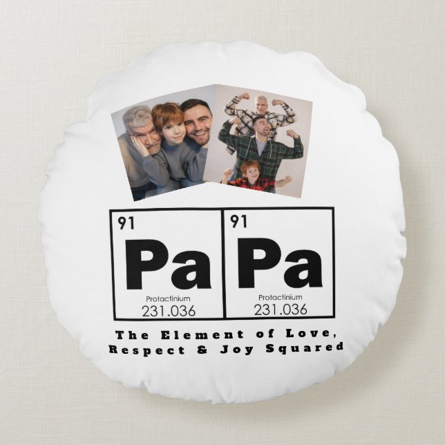 Periodisches Tabellenelement von PAPA, Geschenk fü Rundes Kissen (Vorderseite)