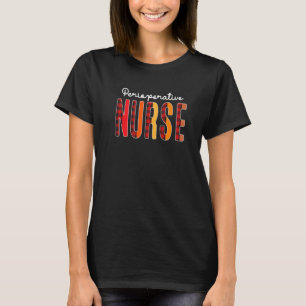 Perioperative Nurse Kariert Rote Liebe Herz Stetho T-Shirt