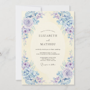 Periwinkle Amethyst Pfingstrosen-Hochzeit Einladung