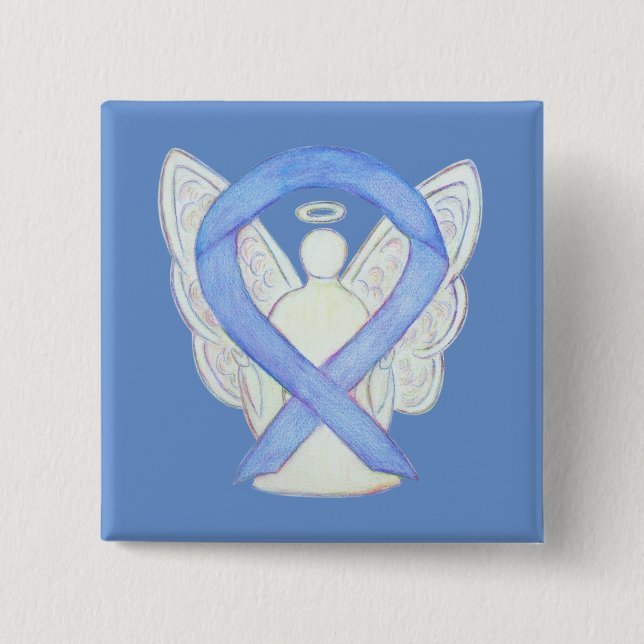 Periwinkle Angel Awareness Ribbon Custom Art Butto Button (Vorderseite)