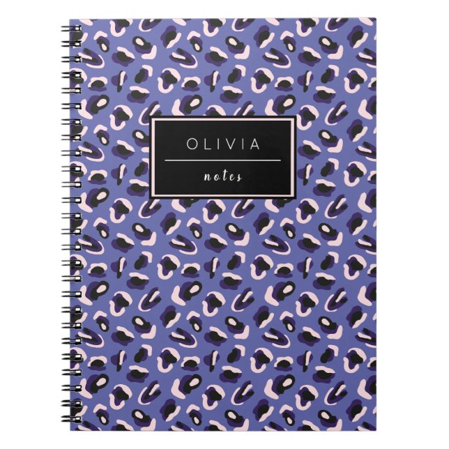 Periwinkle Animal Print Named Notebook Notizblock (Vorderseite)