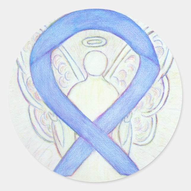 Periwinkle Awareness Ribbon Angel Decal Stickers (Vorderseite)