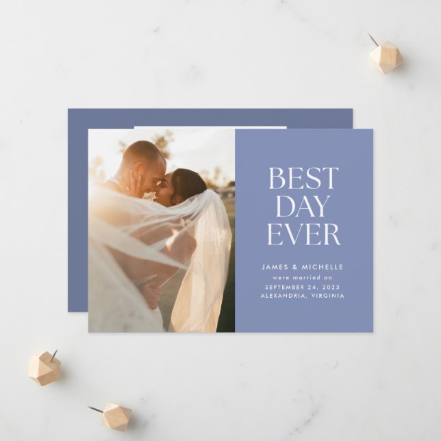 Periwinkle Best Day Ever Wedding Ankündigung (Vorderseite/Rückseite Beispiel)