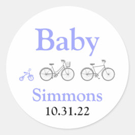 Periwinkle Bicycle Baby Shower Runder Aufkleber
