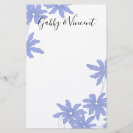 Periwinkle Blue Daisies on White Wedding Briefpapier