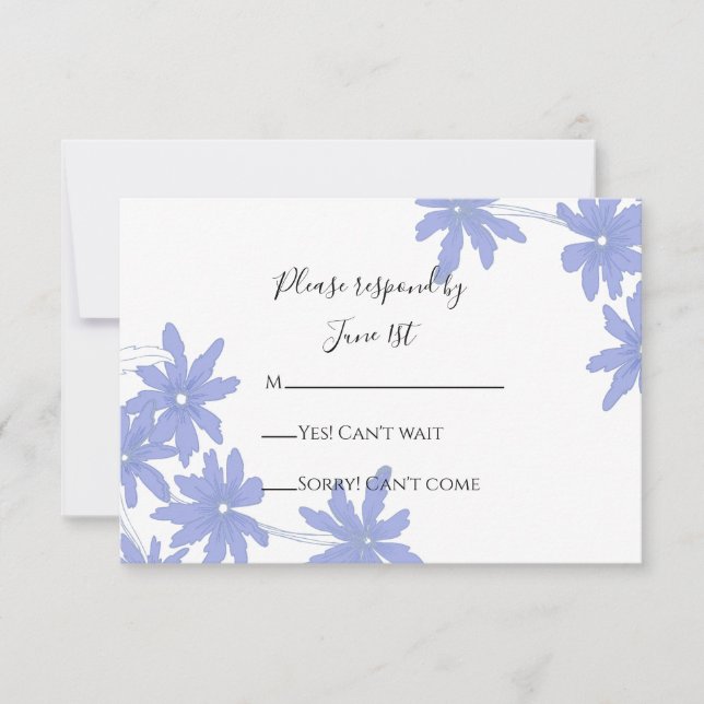 Periwinkle Blue Daisies Wedding RSVP Response Card Karte (Vorderseite)