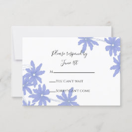 Periwinkle Blue Daisies Wedding RSVP Response Card Karte