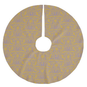 Periwinkle Blue Damask Old World Gold Polyester Weihnachtsbaumdecke