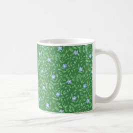 Periwinkle Blue Dark Green Country Stil Floral Tasse