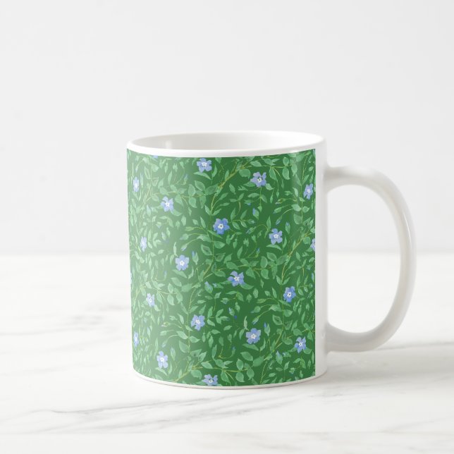 Periwinkle Blue Dark Green Country Stil Floral Tasse (Rechts)