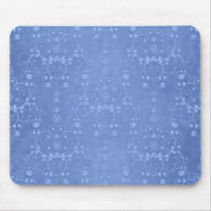Periwinkle Blue Extravagant Floral Damask Muster Mousepad