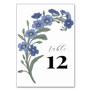 Periwinkle Blue Floral Moderne Hochzeit Tischnummer