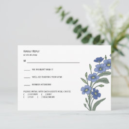 Periwinkle Blue Floral Moderne Hochzeitsreaktion, RSVP Karte