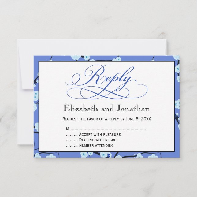 Periwinkle Blue Floral Reply RSVP Card (Vorderseite)