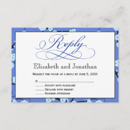 Periwinkle Blue Floral Reply RSVP Card Karte