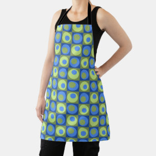 Periwinkle Blue Green Squares Dots Gemustert Schürze