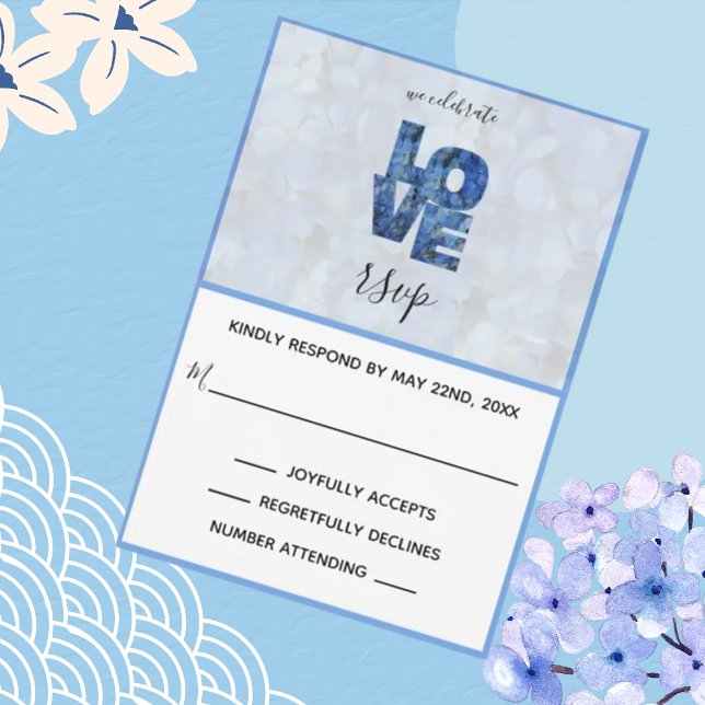 Periwinkle Blue Hydrangea Floral Wedding RSVP Kart Karte (Von Creator hochgeladen)