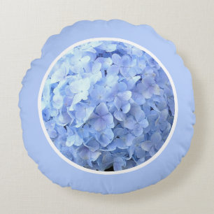 PERIWINKLE BLUE HYDRANGEA ROUND PILLOW RUNDES KISSEN
