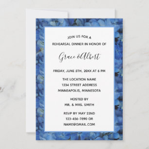 Periwinkle Blue Hydrangeas Probe Dinner Einladung