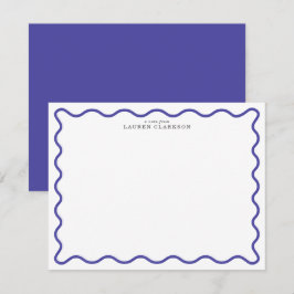 Periwinkle Blue Modern Wavy Border Note card Einladung