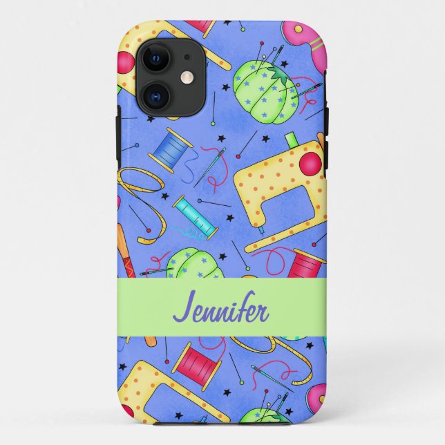 Periwinkle Blue Sewing Nows Name Personalisiert Case-Mate iPhone Hülle (Rückseite)