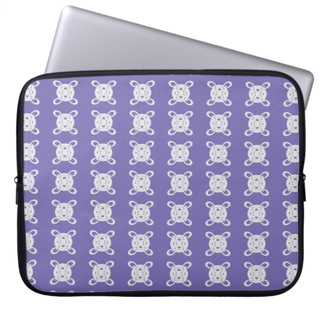 Periwinkle Blue & Silver Gray Circle Muster Laptopschutzhülle (Vorderseite)