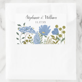Periwinkle Blue Spring Floral Personalisiert Weddi Rechteckiger Aufkleber