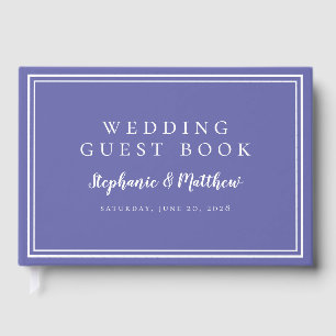 Periwinkle Blue Trendy Simple Minimalistisch Weddi Gästebuch
