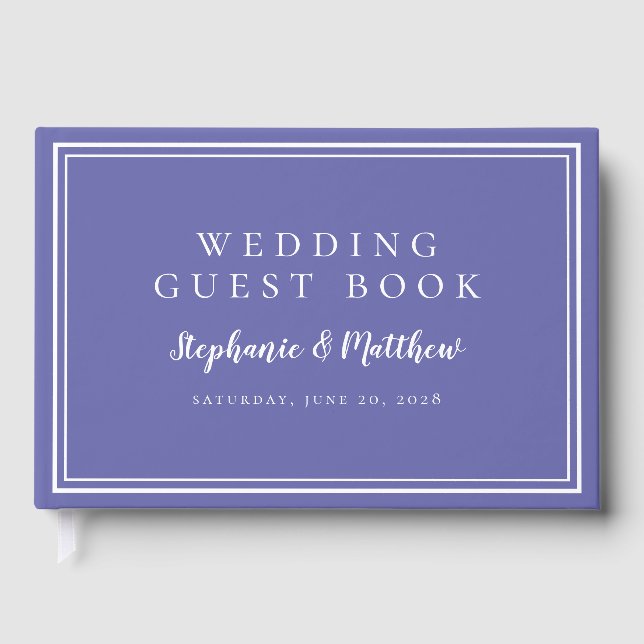 Periwinkle Blue Trendy Simple Minimalistisch Weddi Gästebuch (Vorderseite)