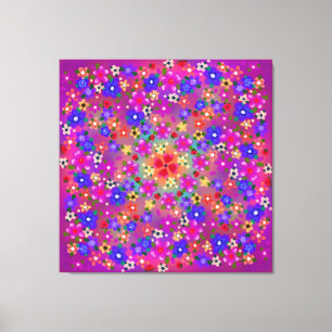 Periwinkle Blue und Violet Blume und Hearts Boho Leinwanddruck